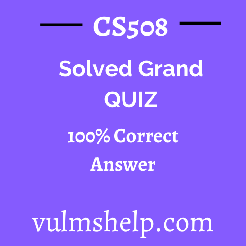 CS508 Solved Grand Quiz Spring 2021